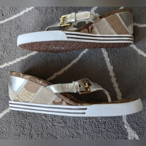 Coach "Pristine" Signature Patchwork Logo Sandals - Picture 6 of 15